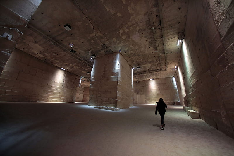 Quarries of Lights, Now an immersivemultimedis exhibit space, Former limestone quarry, Southern France, Projectors, HD wallpaper