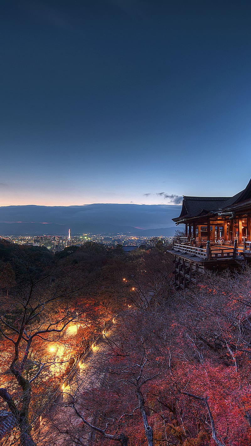 Night, Japan, Temples, Kyoto, Religious, Kiyomizu Dera, HD phone wallpaper