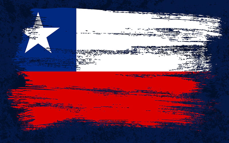 Flag of Chile, grunge flags, South American countries, national symbols, brush stroke, Chilean flag, grunge art, Chile flag, South America, Chile, HD wallpaper