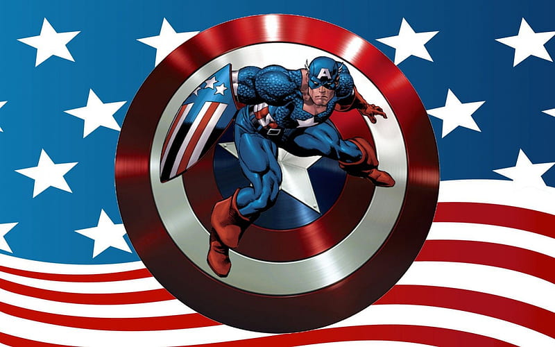 Captain America, marvel, american flag, the avengers, superhero, HD wallpaper