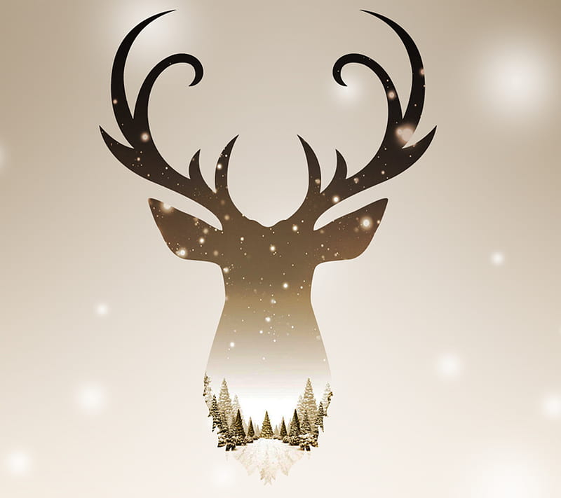 Christmas Deer style, snow, xmas, HD wallpaper