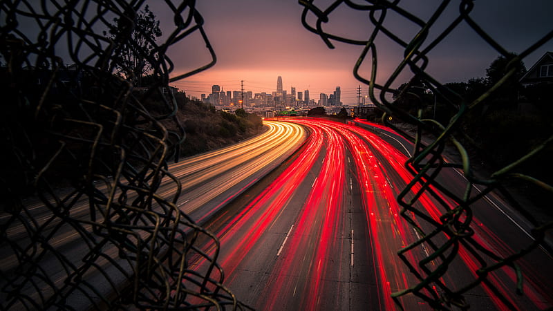 san francisco, time-lapse, highway, united states, graphy, broken fence, skyline, City, HD wallpaper