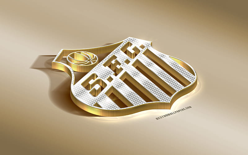 Santos FC, Brazilian football club, golden logo with silver, Sao Paulo, Brazil, Serie A, 3d golden emblem, creative 3d art, football, HD wallpaper