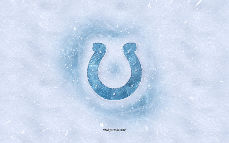 Indianapolis Colts logo, American football club, winter concepts, NFL, Indianapolis Colts ice logo, snow texture, Indianapolis, Indiana, USA, snow background, Indianapolis Colts, American football, HD wallpaper
