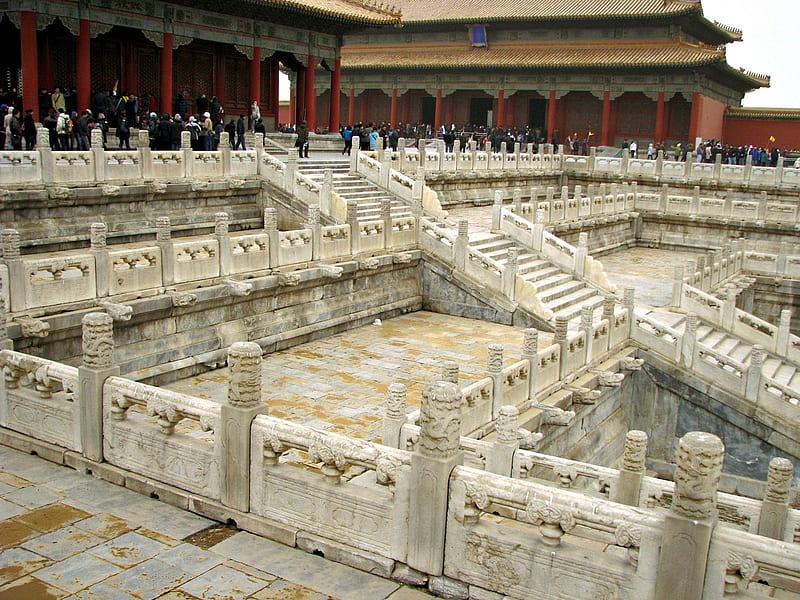 Forbidden City, Limestone, Stairway, Entrance, HD wallpaper