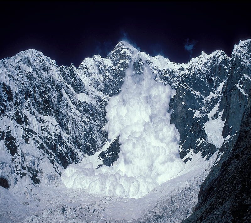 Avalanche, glacier, ice, mountian, snow, winter, HD wallpaper