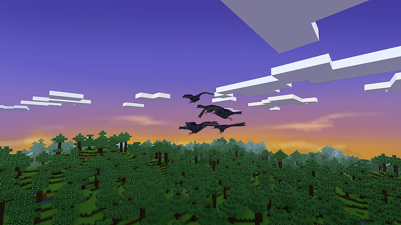 Crows Fly Above Green Forest in Best Minecraft Clone - Realmcraft, gaming, playgames, mobile games, pixel games, realmcraft, sandbox, minecraft, games action, game, minecrafters, pixel art, open world game, art, 3d building games, fun, pixel, adventure, building, 3d, mobile, minecraft, HD wallpaper
