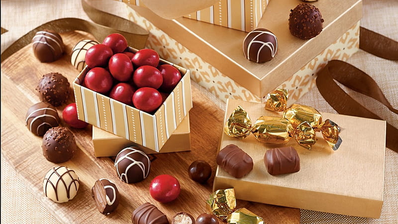 Chocolate Gift Box, Gift, Chocolates, Boxes, Sweets, HD wallpaper