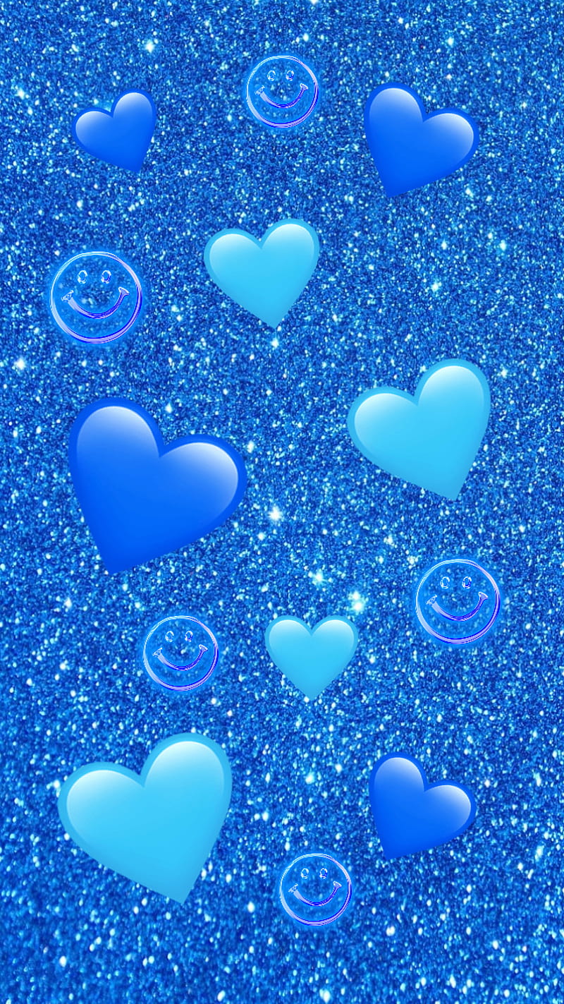 Blue love, corazones, sparkle, HD phone wallpaper