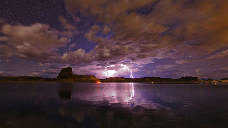 Arizona Thunderstorms over Lake Powell-2017 Bing, HD wallpaper