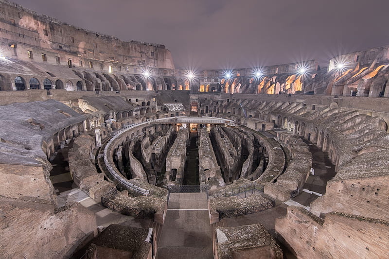 Colosseum Underground by Night, rome, colosseum, travel, italy, colosseum underground, HD wallpaper
