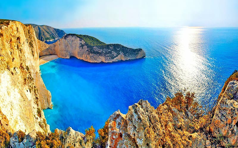 Summer, , Cliff, Sunny, Greece, Zakynthos, HD wallpaper