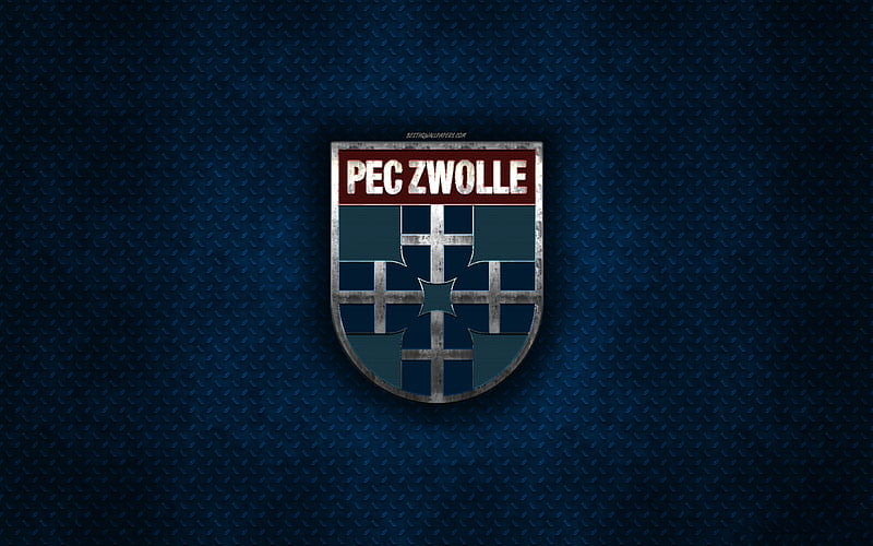 PEC Zwolle, Dutch football club, blue metal texture, metal logo, emblem, Zwolle, Netherlands, Eredivisie, Premier Division, creative art, football, HD wallpaper