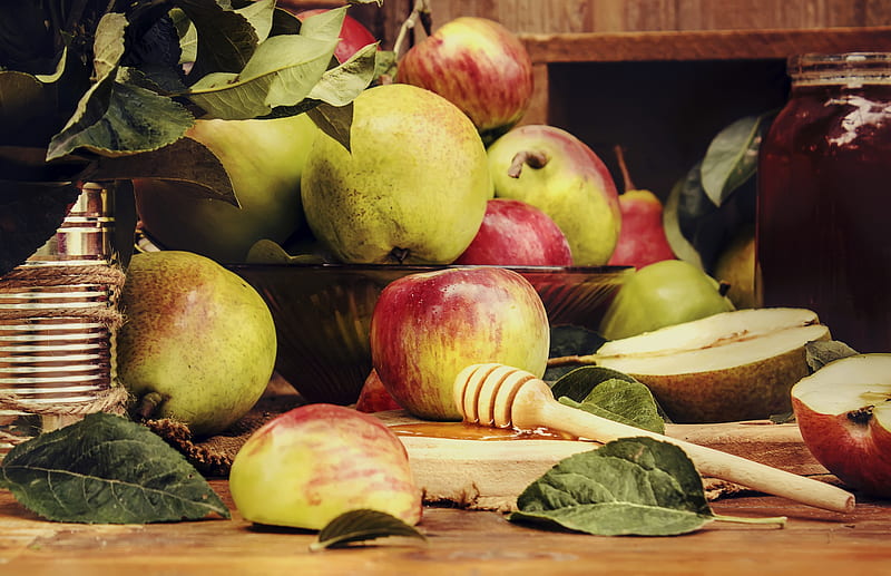 Fruits, Apple, Fruit, Honey, Pear, HD wallpaper