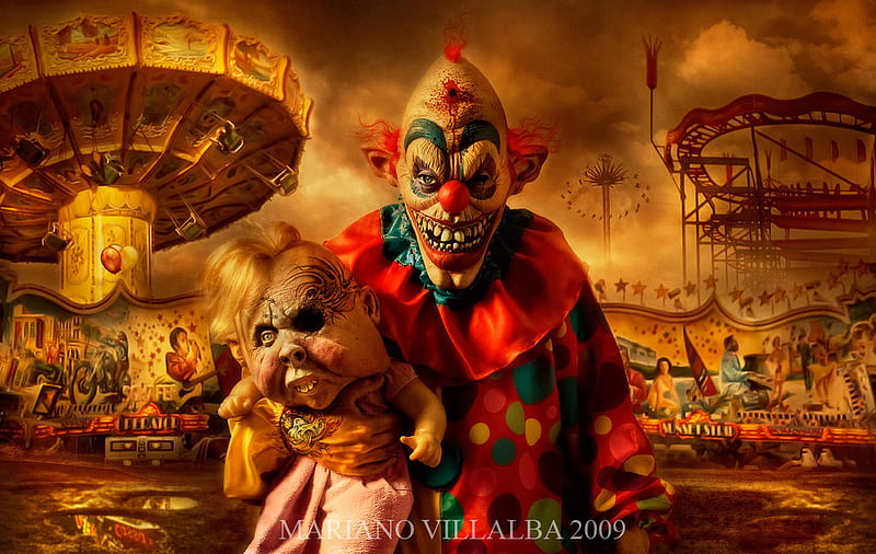 Carnival Of Horrors, creepy, horrors, clown, carnival, HD wallpaper