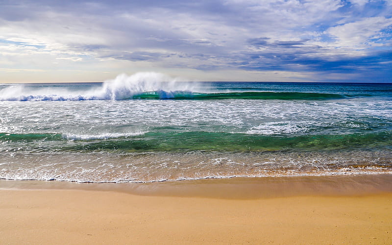 Ocean Waves, wonderful, bonito, clouds, sea, beach, sand, splendor ...