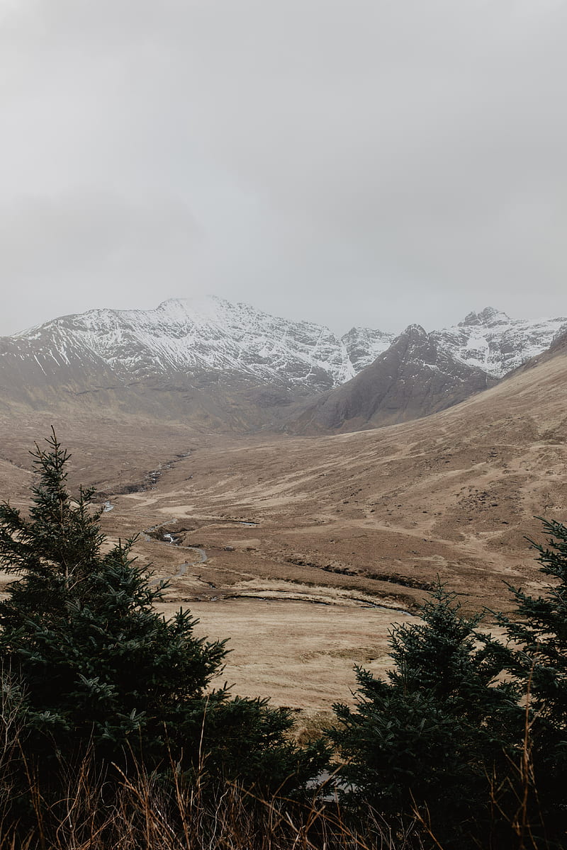 mountains, fog, landscape, peaks, snowy, HD phone wallpaper