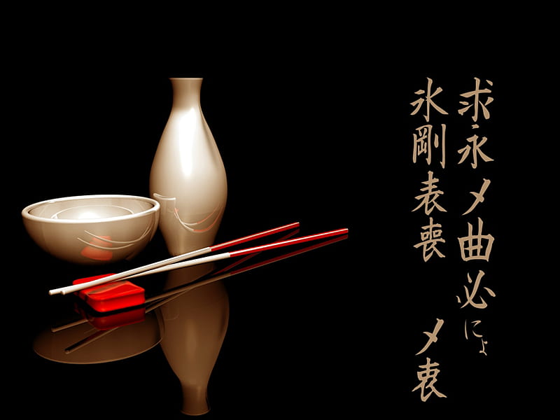 Polished to Reflection, reflection, food, oriental, chopsticks, HD wallpaper
