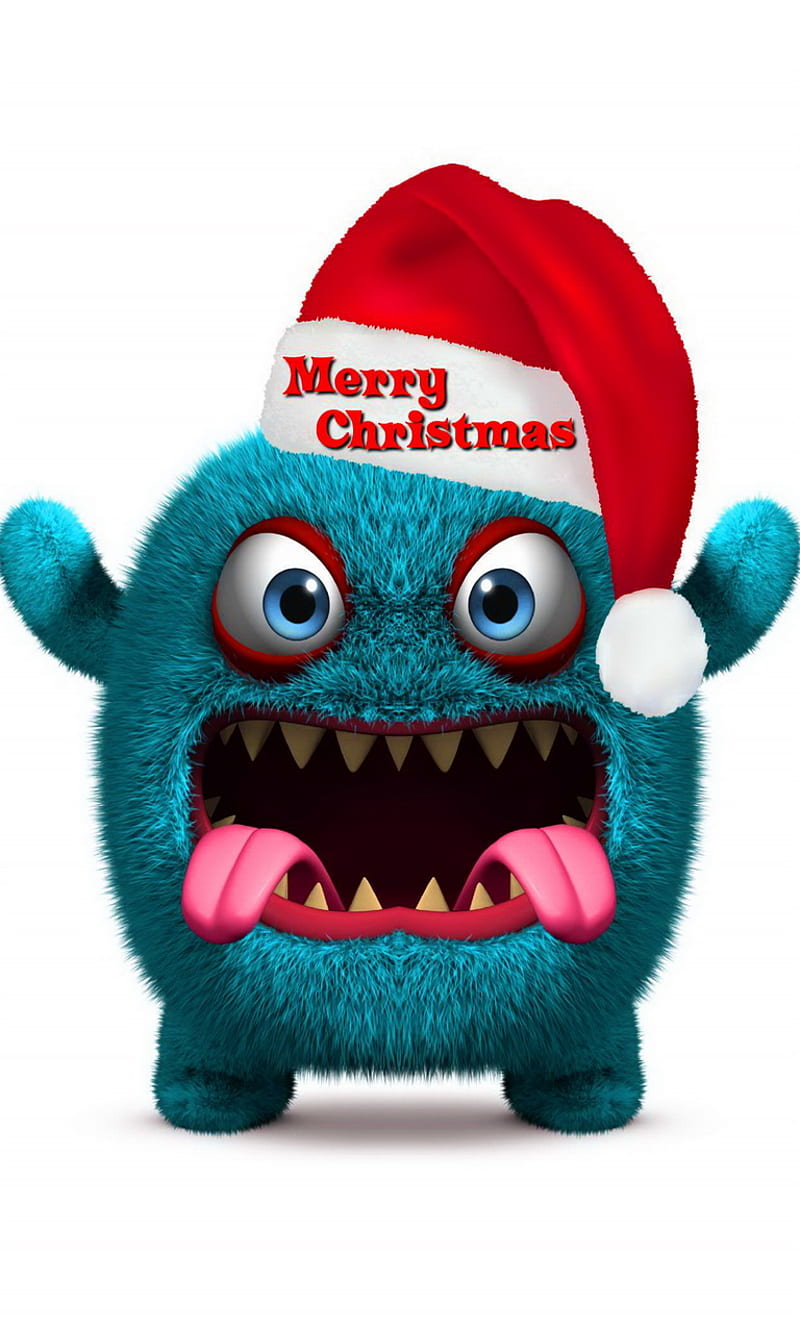 Christmas Monster, 3 d background, cute funny, HD phone wallpaper