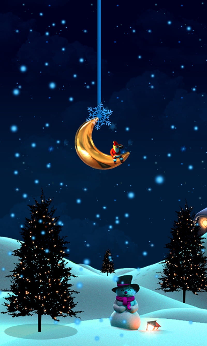 Christmas, winter, snow, tree, xmas, lights, holiday, blue, HD phone  wallpaper | Peakpx