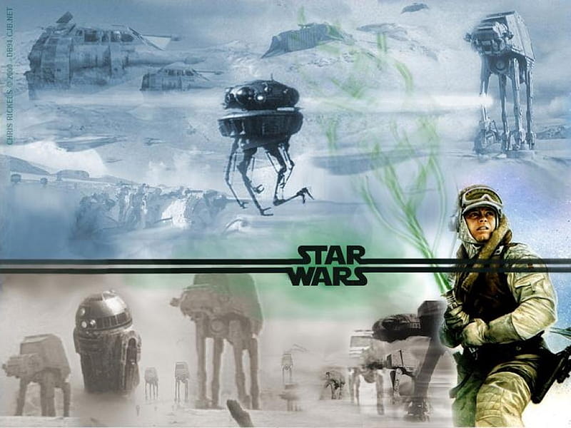 the empire strikes back collage, at ats, luke, imperial droid, smow speeders, light saber, r2 d2, rebels, c3p0, HD wallpaper