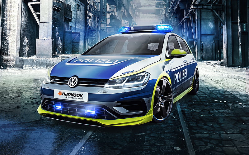 Volkswagen Golf 400R, police car, tuning, 2017 cars, VW, Volkswagen, HD wallpaper