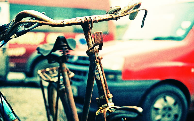 Rusty bike - Lomo style - Lomo with the film, HD wallpaper