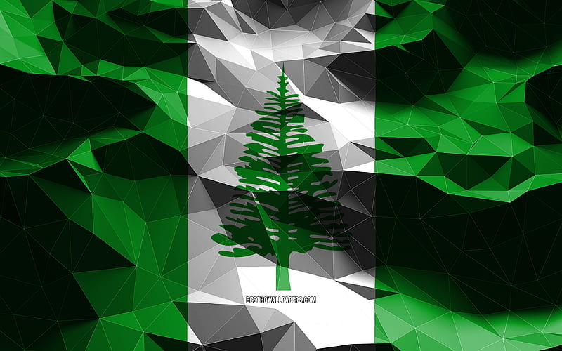 Norfolk Island flag, low poly art, Oceanian countries, national symbols, Flag of Norfolk Island, 3D flags, Norfolk Island, Oceania, Norfolk Island 3D flag, HD wallpaper