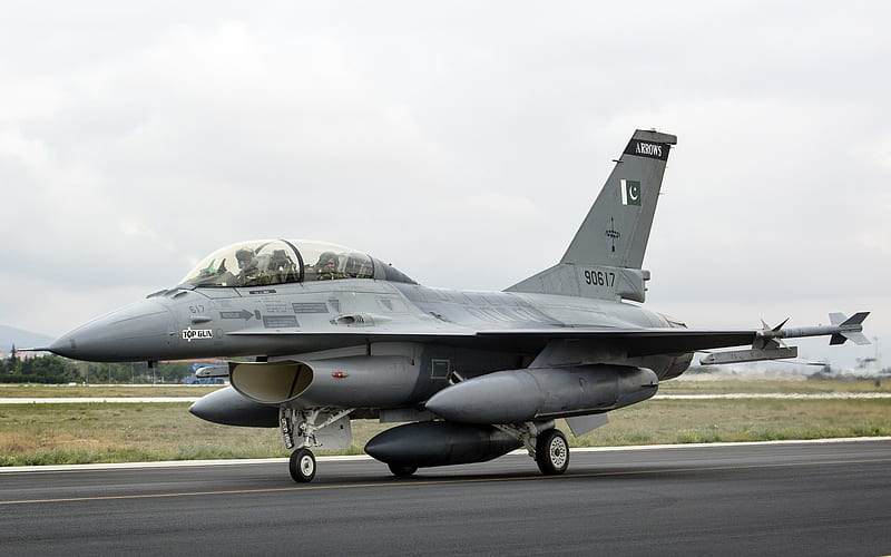 General Dynamics F-16 Fighting Falcon, f-16b, Pakistan Air Force, American fighter, military aircraft, Pakistan, HD wallpaper