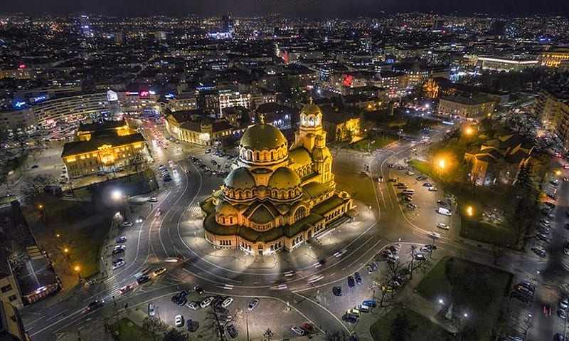 Sofia ~ Bulgaria, graphy, city, nights, beauty, lights, HD wallpaper