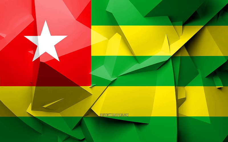 Flag of Togo, geometric art, African countries, Togolese flag, creative, Togo, Africa, Togo 3D flag, national symbols, HD wallpaper