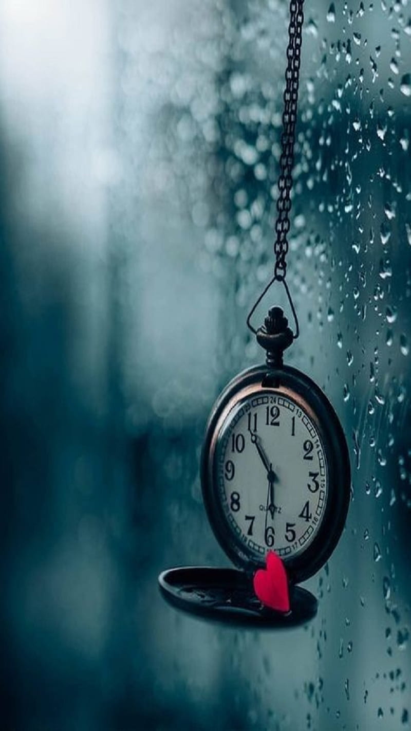 Love, clock, rain, HD phone wallpaper | Peakpx