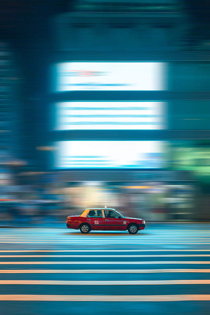 car, taxi, street, light, blur, HD phone wallpaper