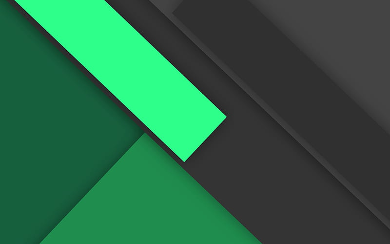 material design, green and black, geometric shapes, lines, lollipop, geometry, creative, strips, green backgrounds, abstract art, HD wallpaper