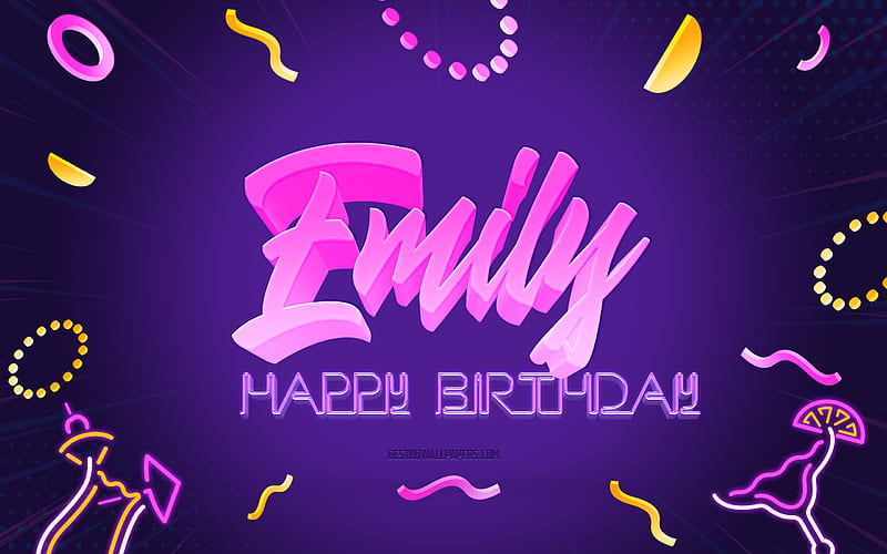 Happy Birtay Emily Purple Party Background, Emily, creative art, Happy Emily birtay, Emily name, Emily Birtay, Birtay Party Background, HD wallpaper
