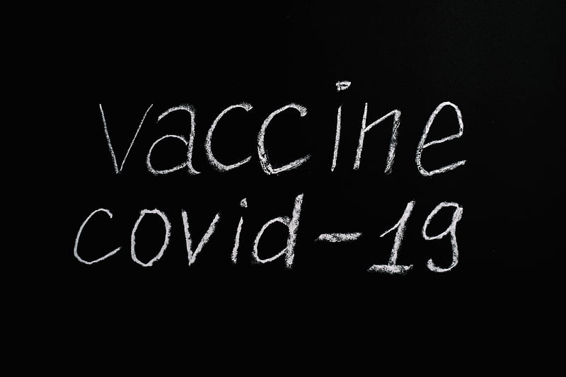 Vaccine Covid-19 Lettering Text on Black Background, HD wallpaper