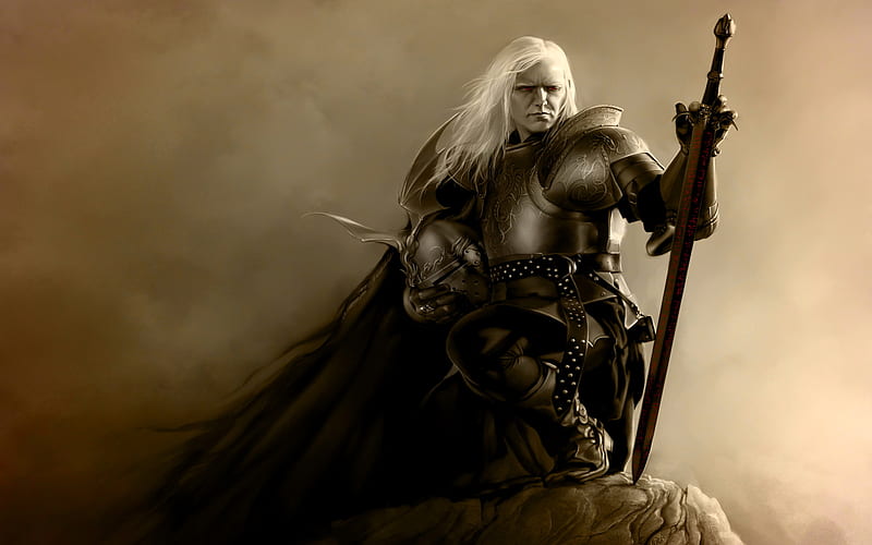 Warrior, epic, dark, weapon, sword, HD wallpaper