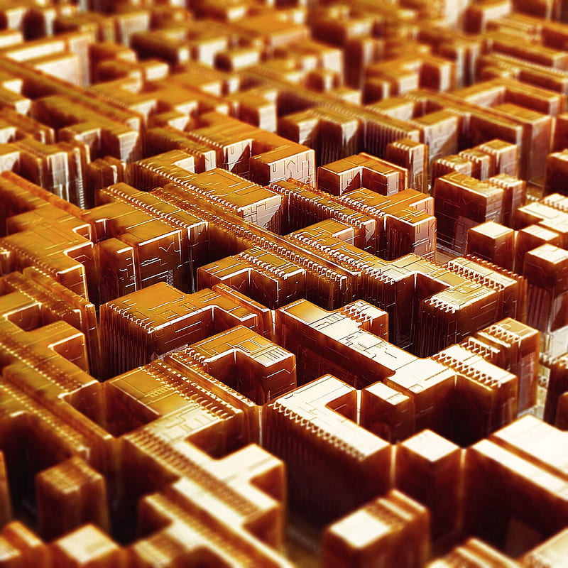 structure, fragments, 3d, volume, brown, HD phone wallpaper