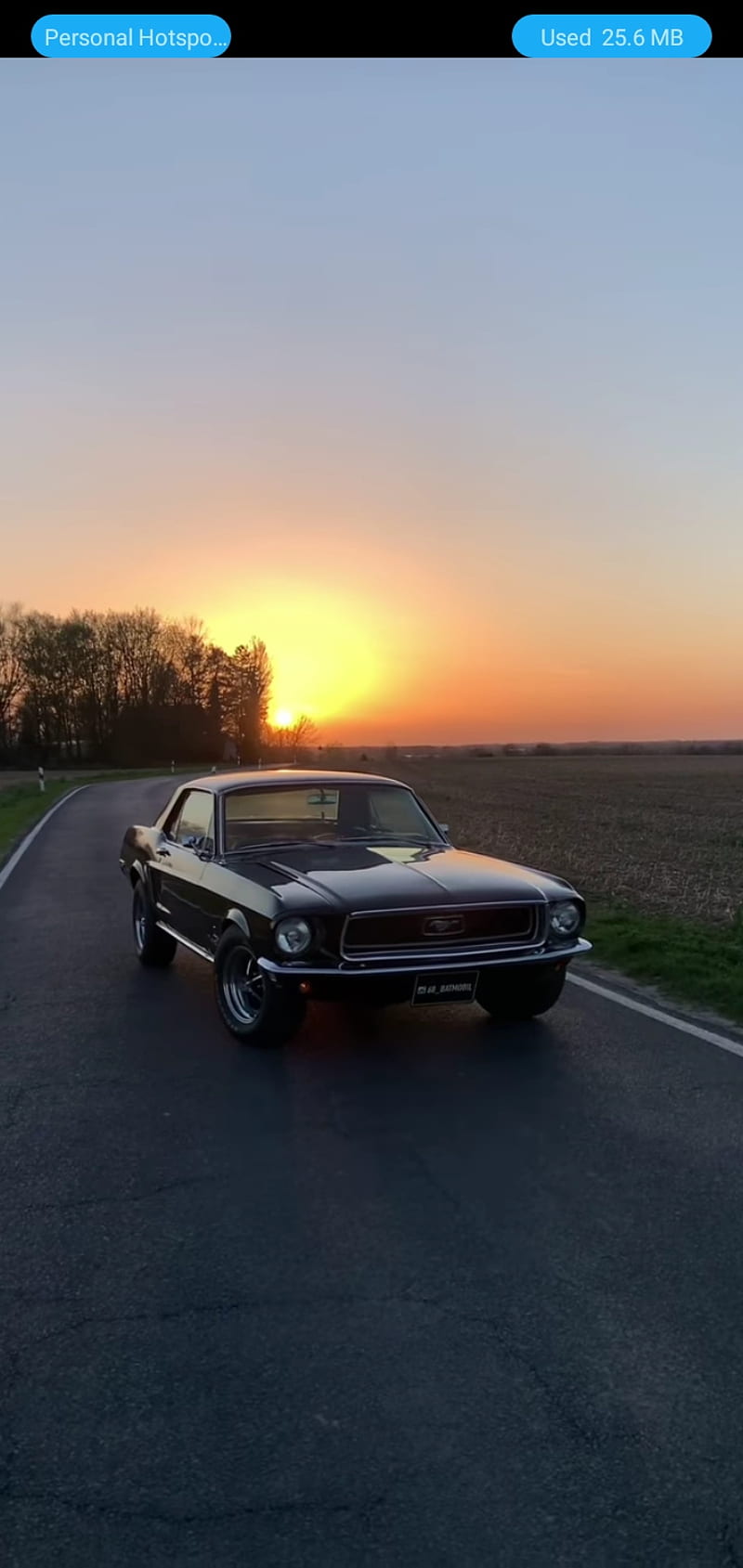 Mustang GT, car, sunset, black, ford, 1969, america, HD phone wallpaper