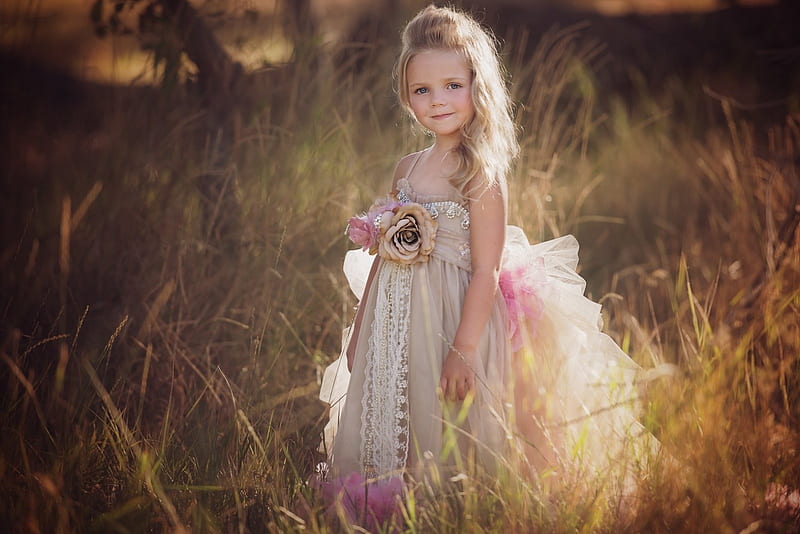 Little girl, pretty, grass, adorable, sightly, sweet, nice, beauty ...