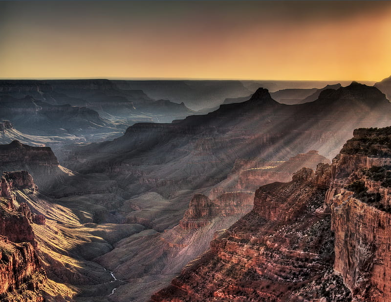 view of grand canyon during golde hour, HD wallpaper