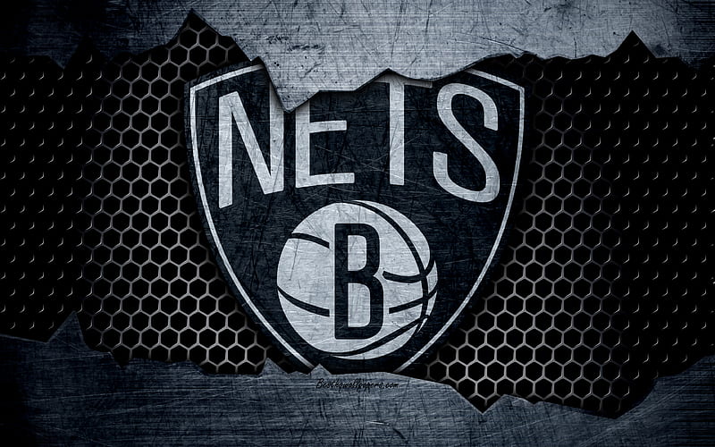 Brooklyn Nets logo, NBA, basketball, Eastern Conference, USA, grunge, metal texture, Atlantic Division, HD wallpaper