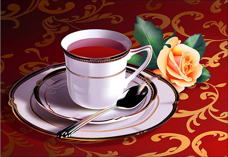 tea, tea cup, delicious, saucer, rose, cup, flavour, HD wallpaper