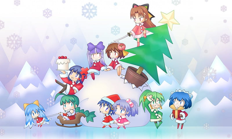 Christmas Tree, pretty, adorable, sweet, nice, anime, anime girl, star,  female, HD wallpaper | Peakpx