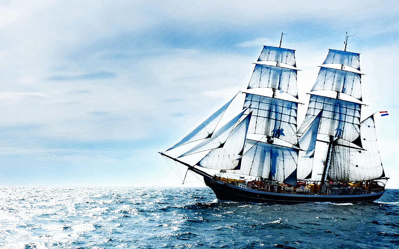 sailing yacht ocean-ship theme, HD wallpaper