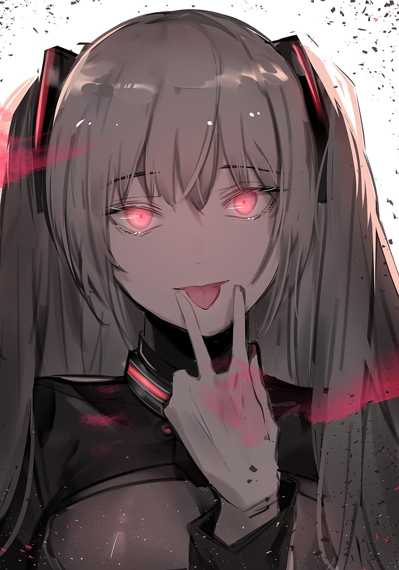 Premium AI Image | Anime girl with glowing eyes and a red light on her face