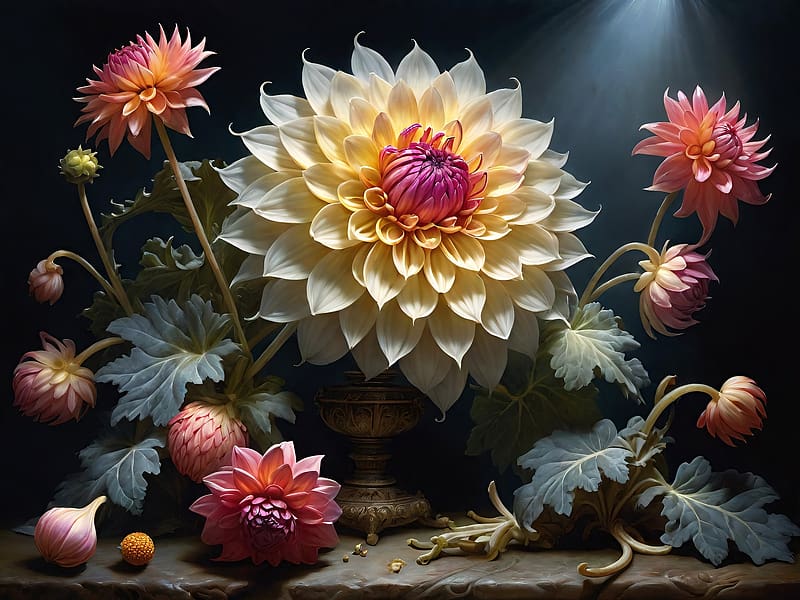 Composition, Dahlia, Nature, Flowers, HD wallpaper