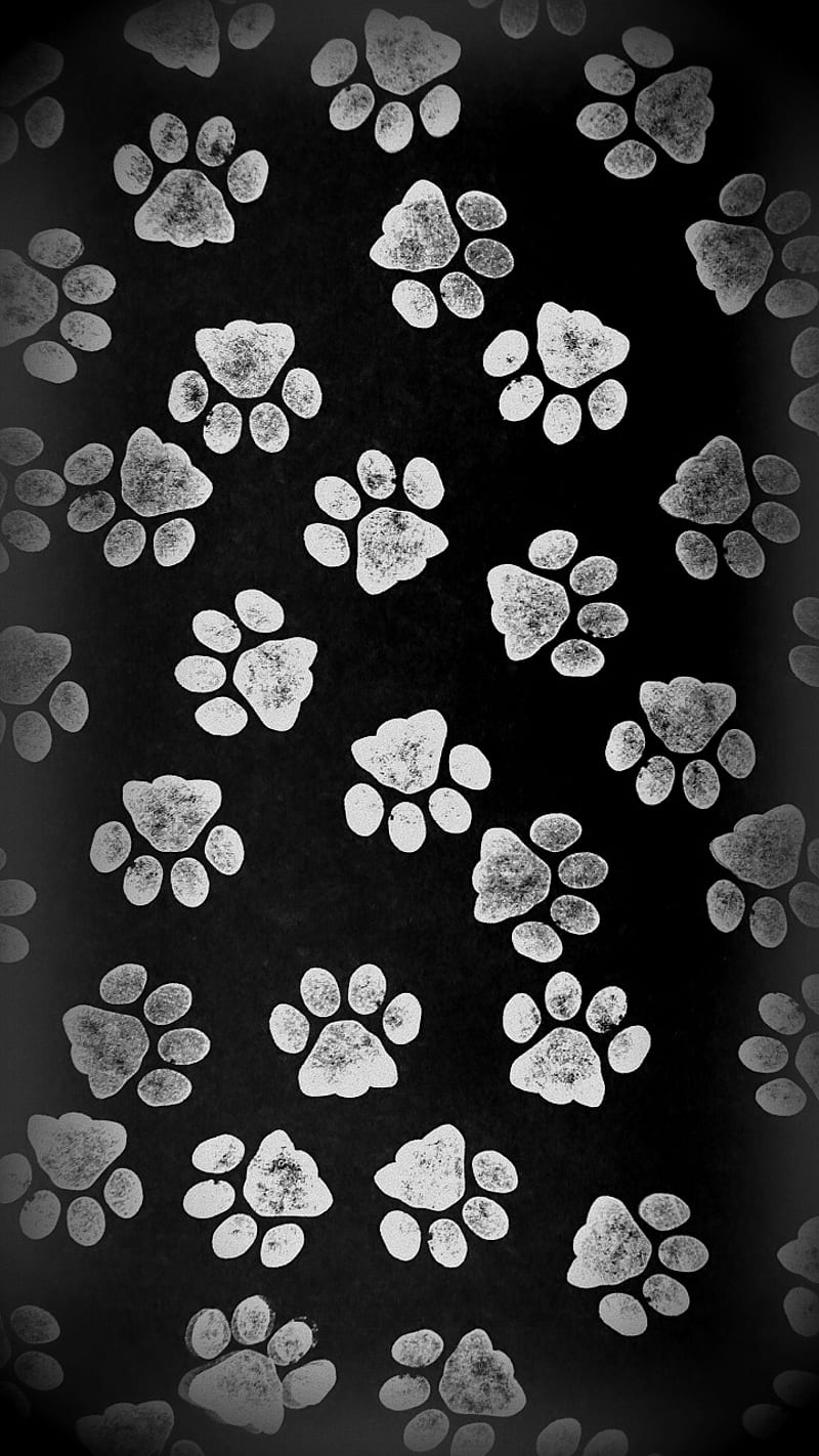 Dark Paw Prints, abstract, animals, black, cat, cool, feet, feline, fun, invert, kitty, pattern, pawprints, paws, pets, white, HD phone wallpaper