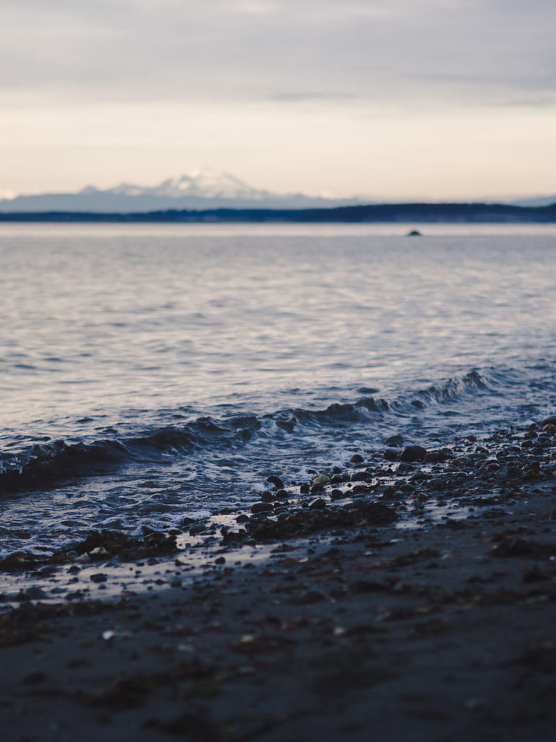 coast, pebbles, sea, waves, blur, HD phone wallpaper