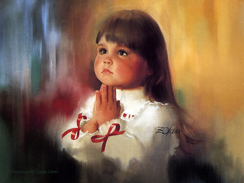 little angel praying, angel, child, pray, god, faith, HD wallpaper